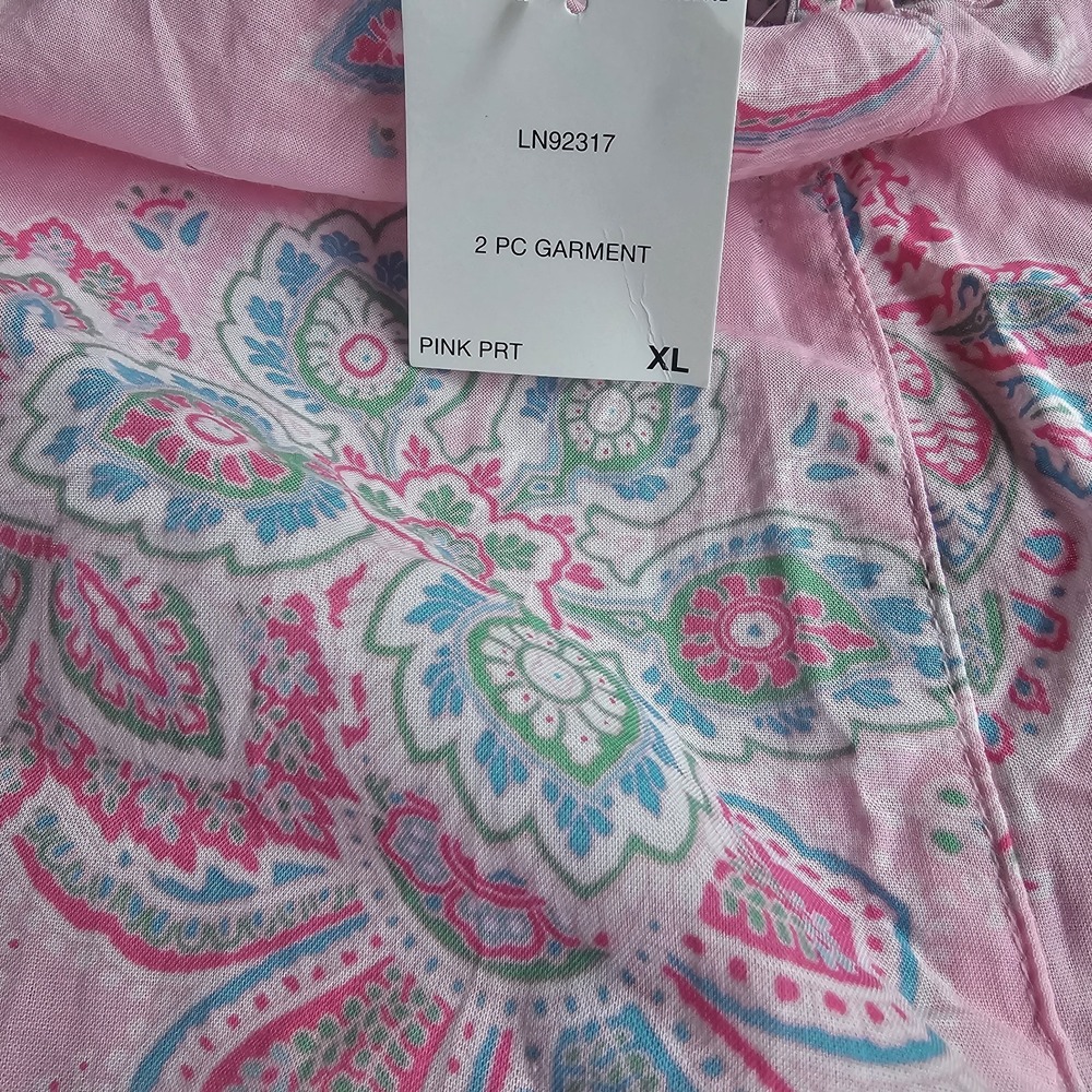 LAUREN Ralph Lauren Pink Pajama Set Women's Size XL Paisley Flowers NWT ($74.00) - Picture 11 of 14